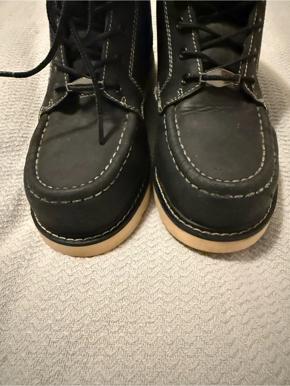 Black Moc Toe Work Boots with Cream Sole - BRUNT Marin 6inch w/ comp toe